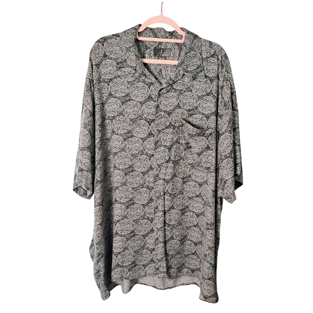 J. Ferrarโ XXL Mens Button Up Shirt Abstract Print Rayon Short Sleeve